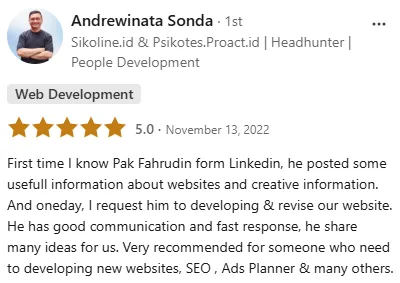 testimoni jasa pembuatan website landing page
